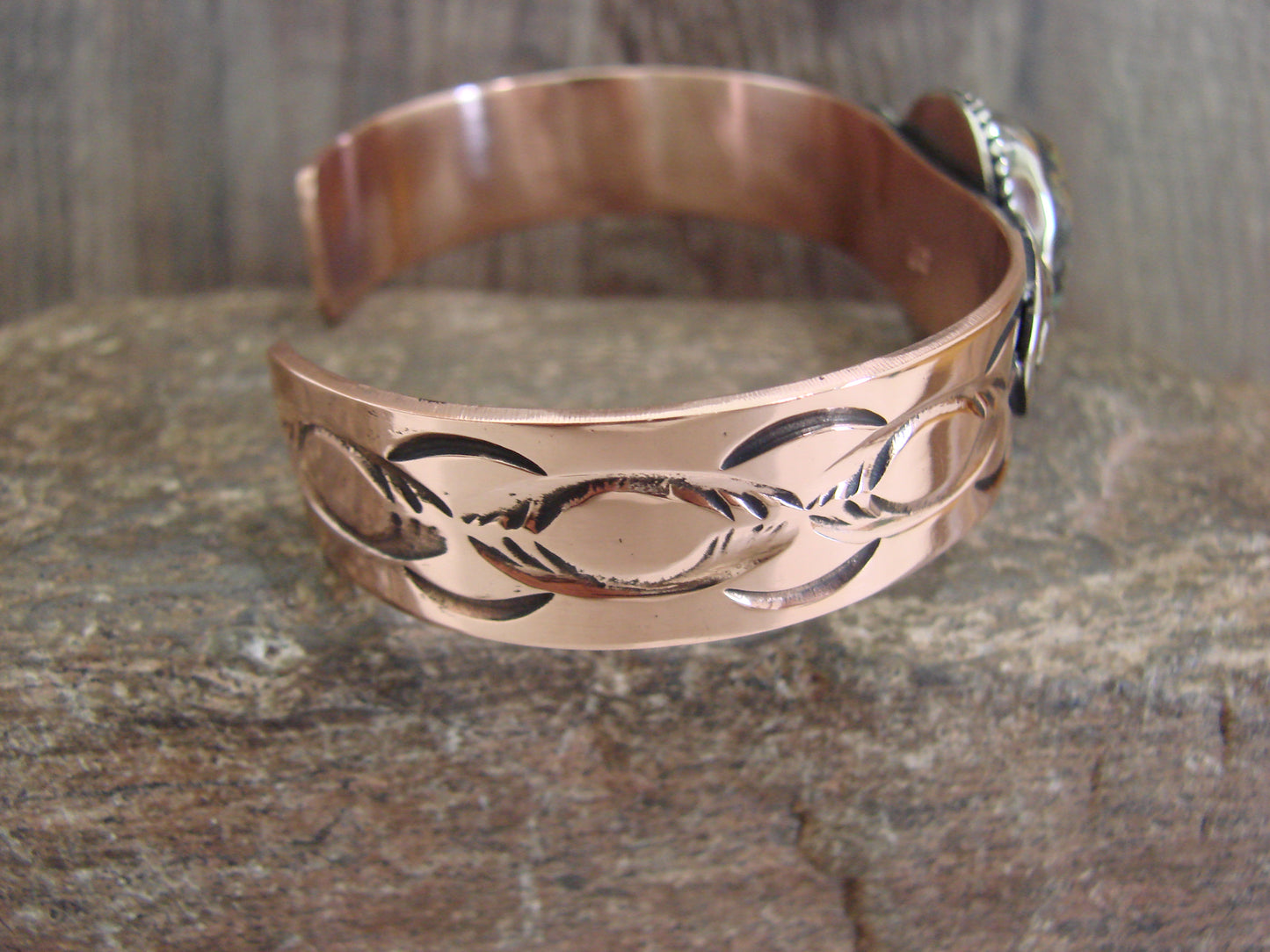 Native American Copper & Turquoise Bracelet by Cleveland