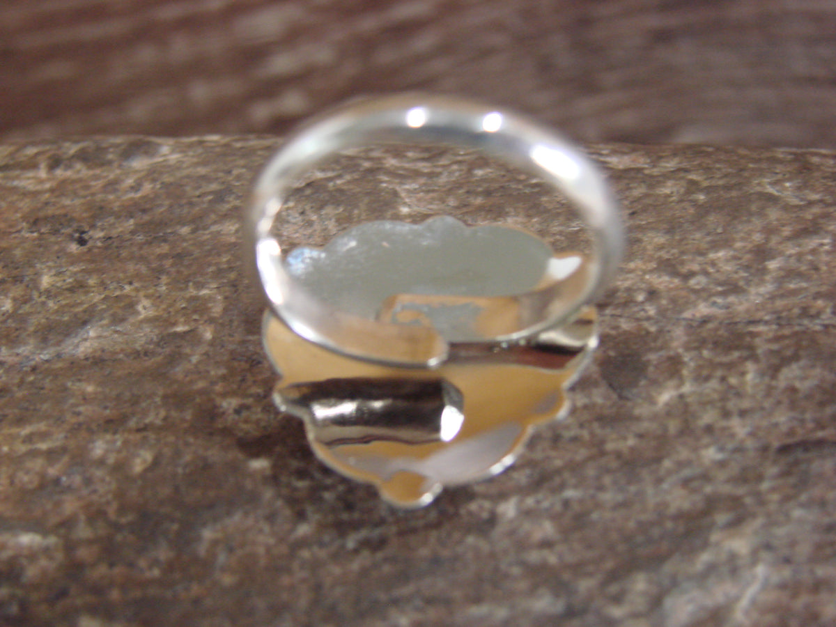Native American Sterling Silver & Turquoise Heart Ring Size 8 - 9 - Coho