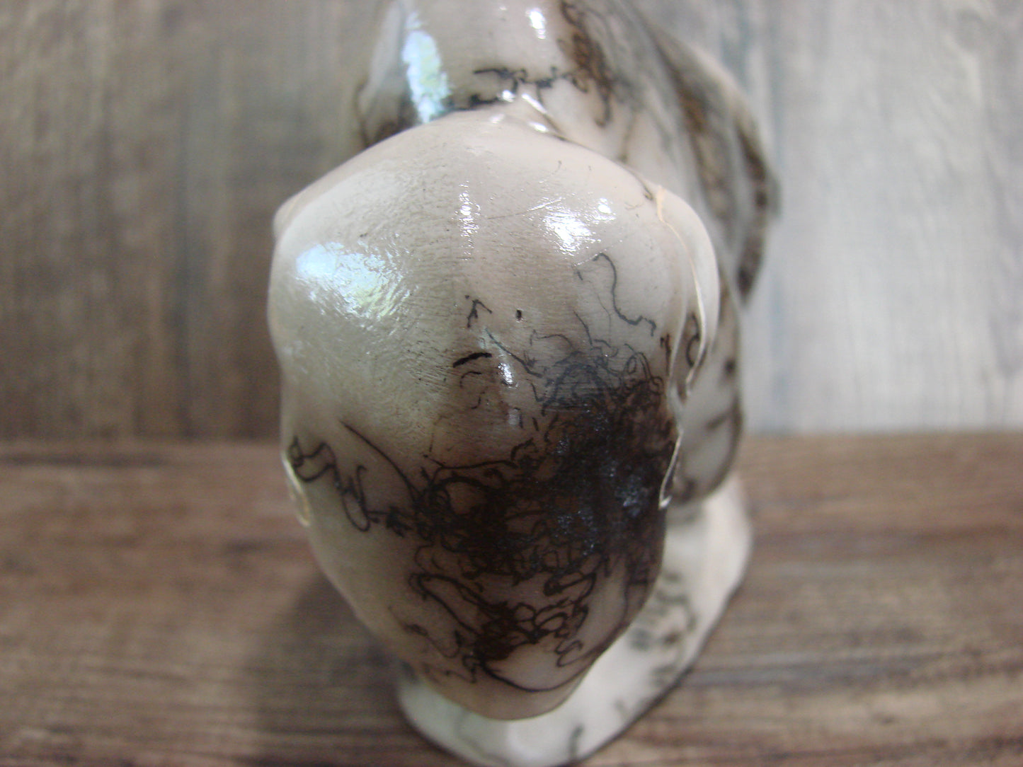 Navajo Pottery Horse Hair Buffalo Sculpture by Vail