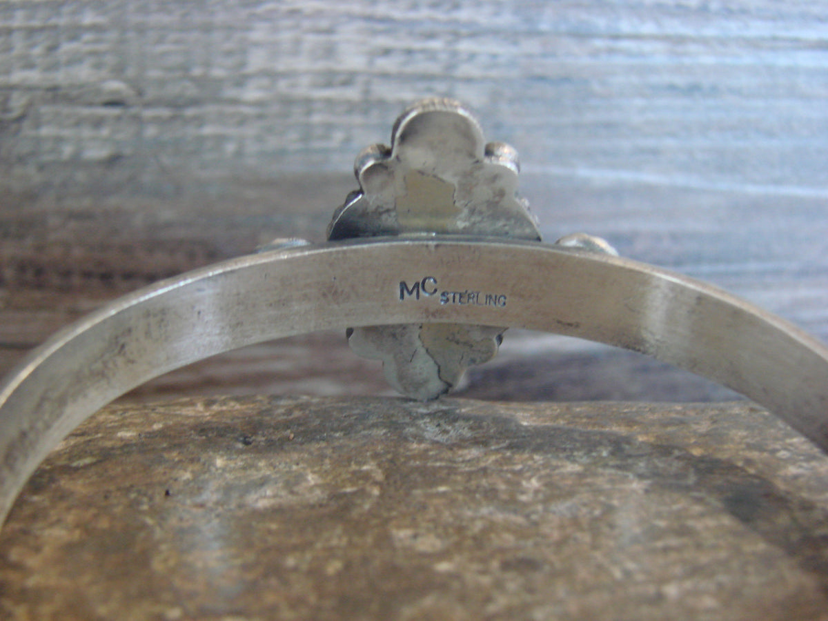 Native American Sterling Silver Turquoise Bracelet Signed MC