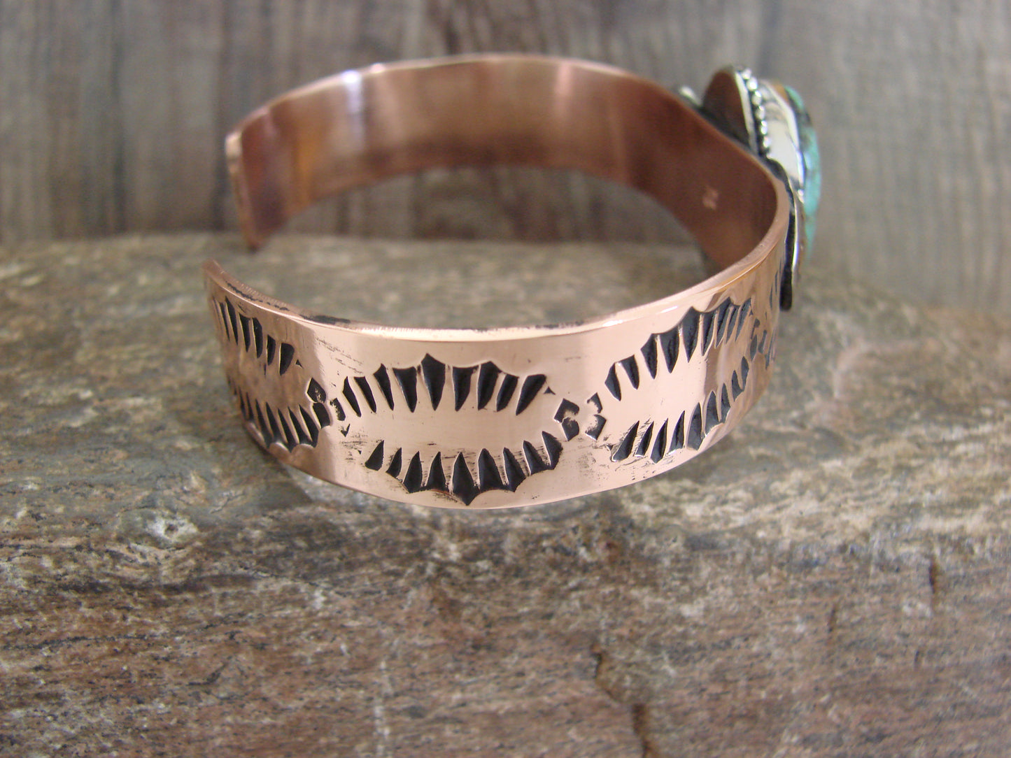 Native American Copper & Turquoise Bracelet by Cleveland