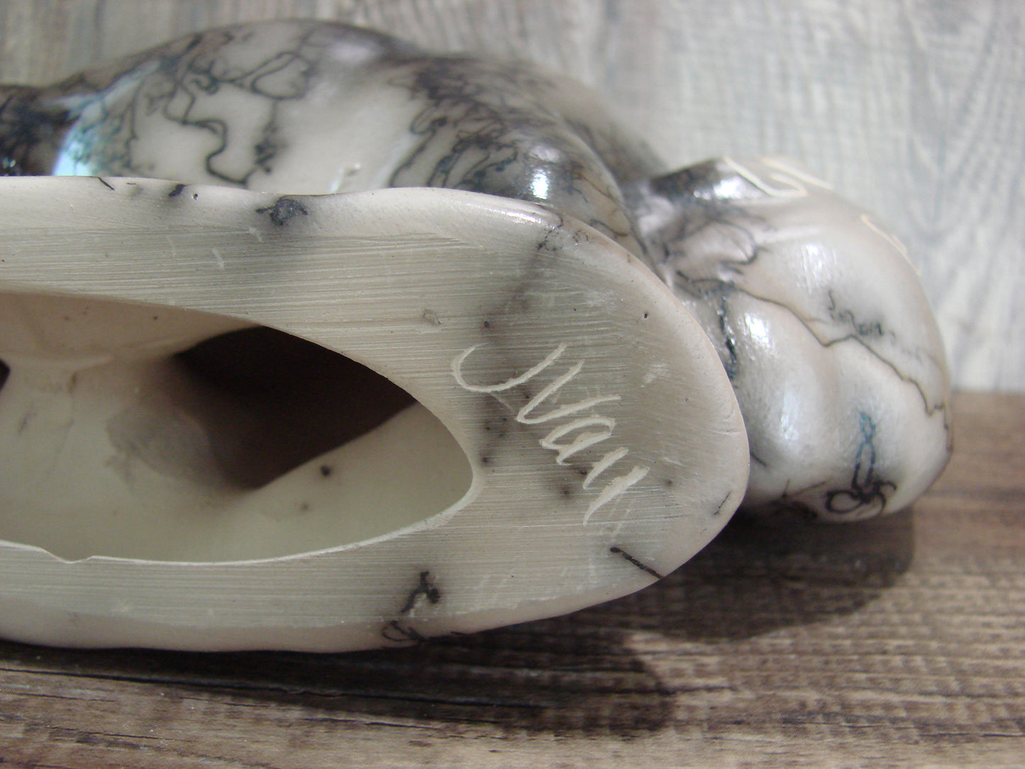 Navajo Pottery Horse Hair Buffalo Sculpture by Vail
