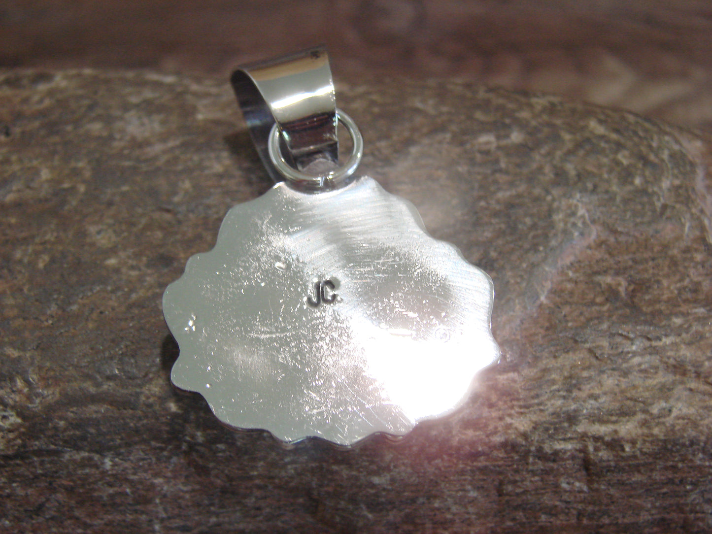 Native American Navajo Nickel Silver & Turquoise Pendant - Cleveland