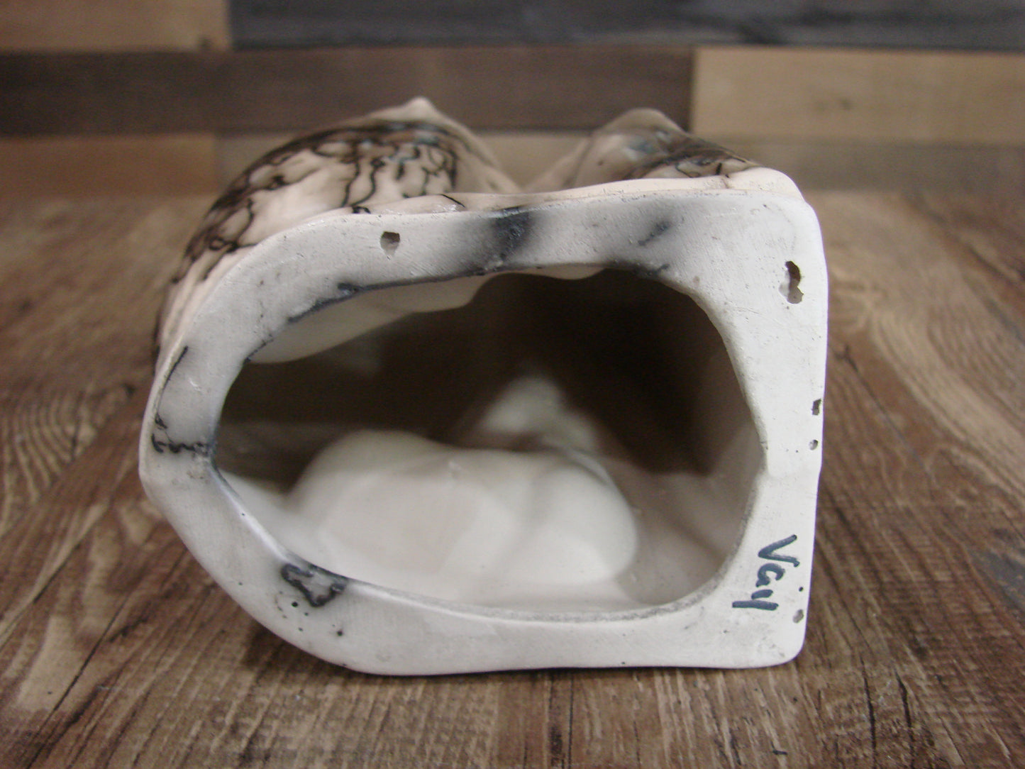 Native American Pottery Horse Hair Owl Book End by Vail