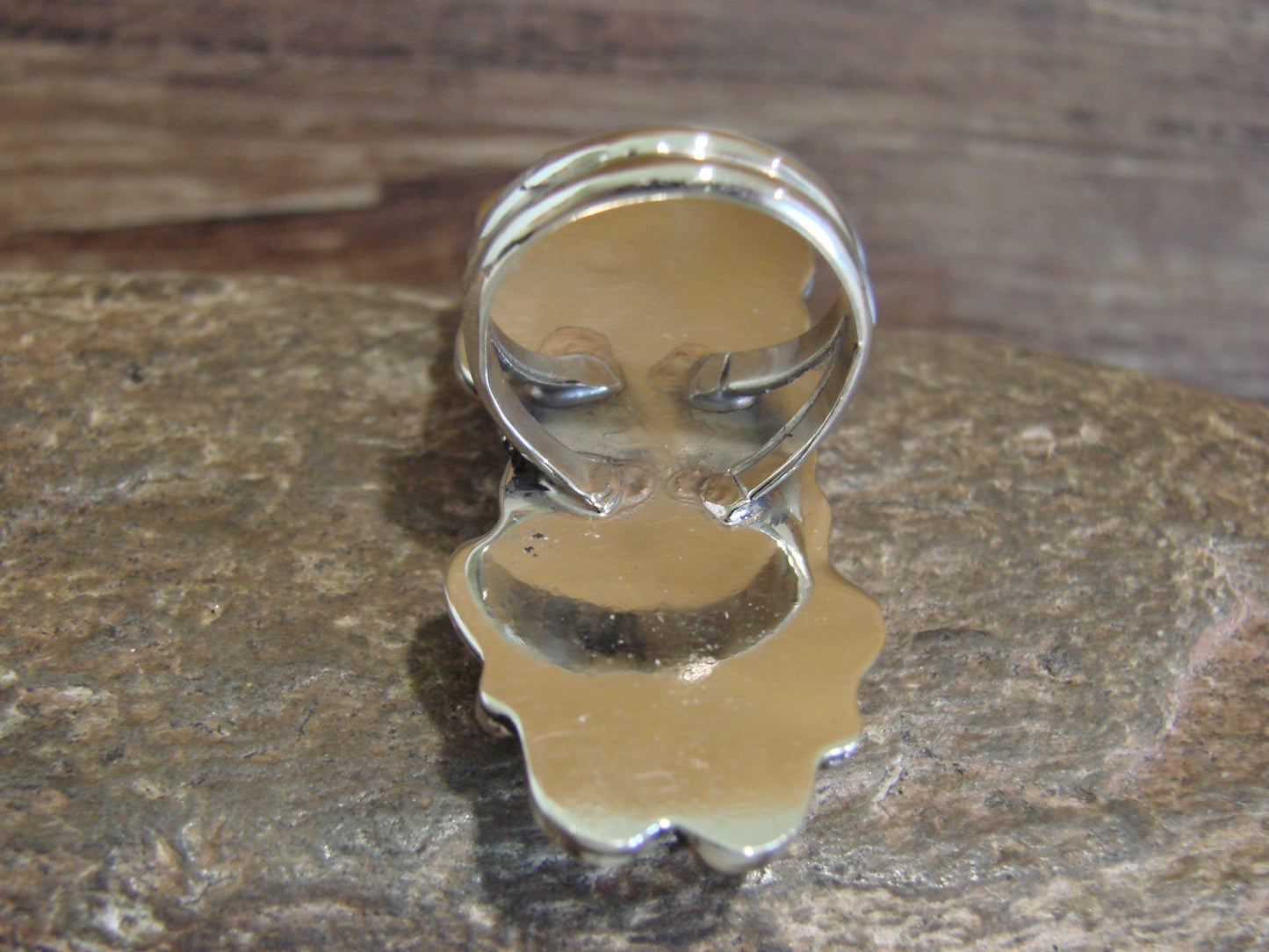 Native American Nickel Silver & Turquoise Ring by Cleveland - Size 8