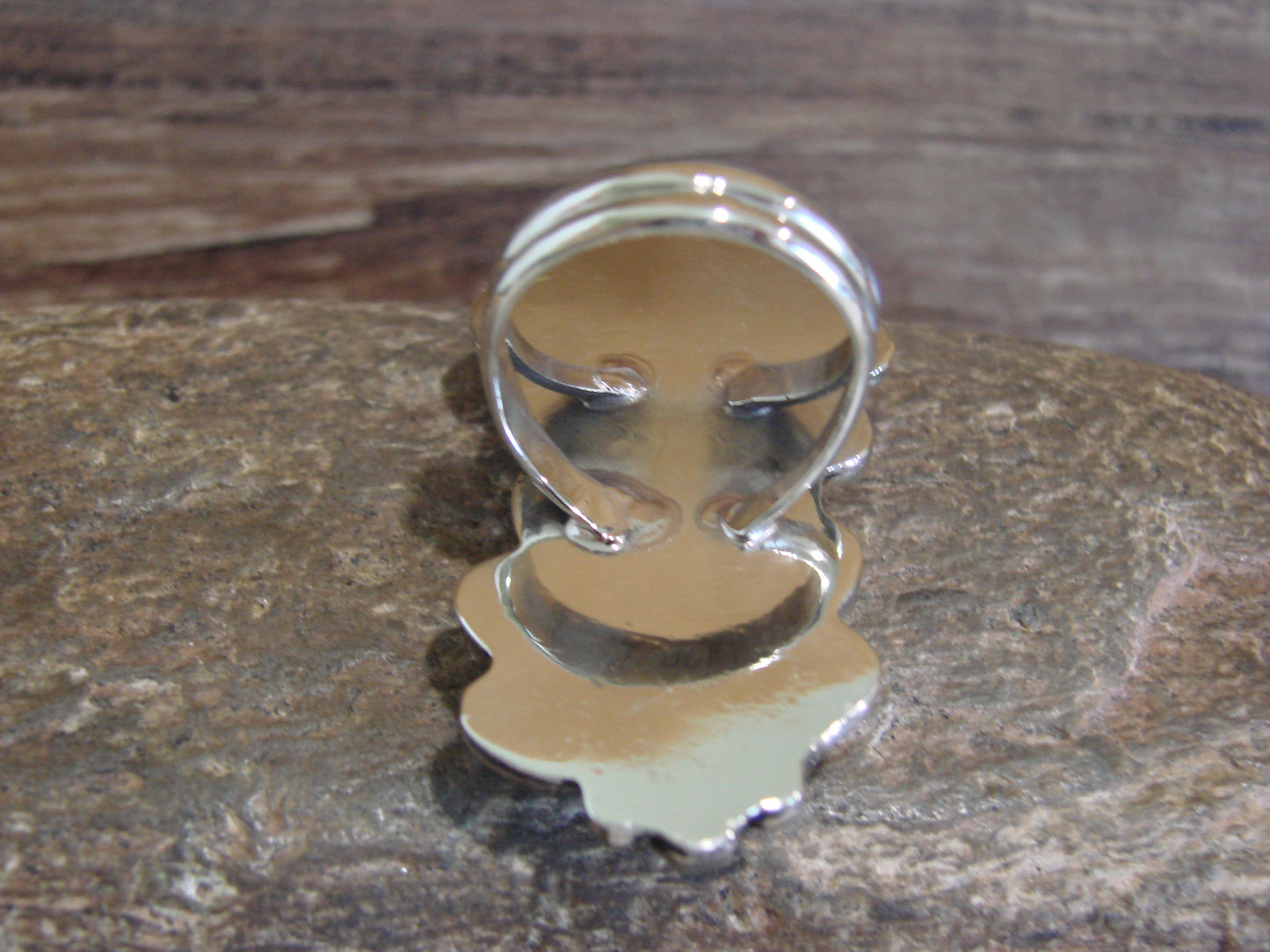 Native American Nickel Silver & Turquoise Ring by Cleveland - Size 10