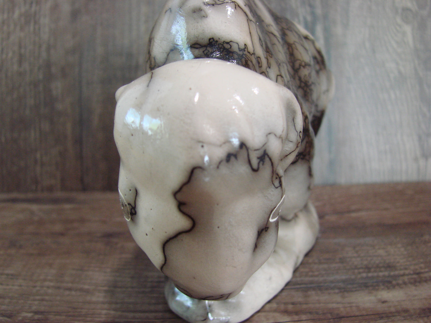 Navajo Pottery Horse Hair Buffalo Sculpture by Vail