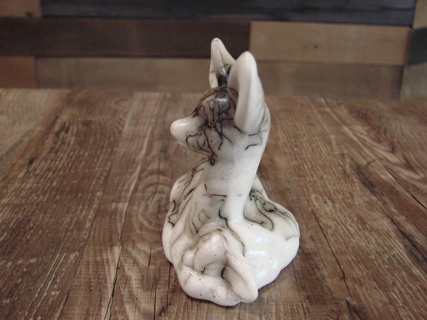 Small Native American Pottery Horse Hair Fawn Sculpture by Vail