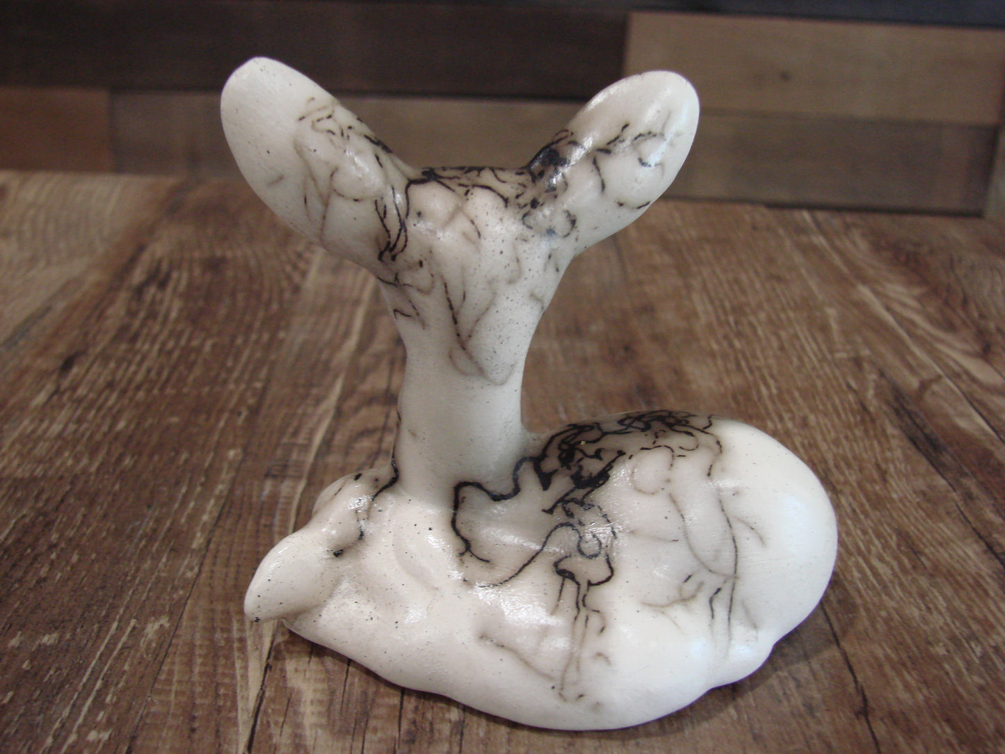 Small Native American Pottery Horse Hair Fawn Sculpture by Vail