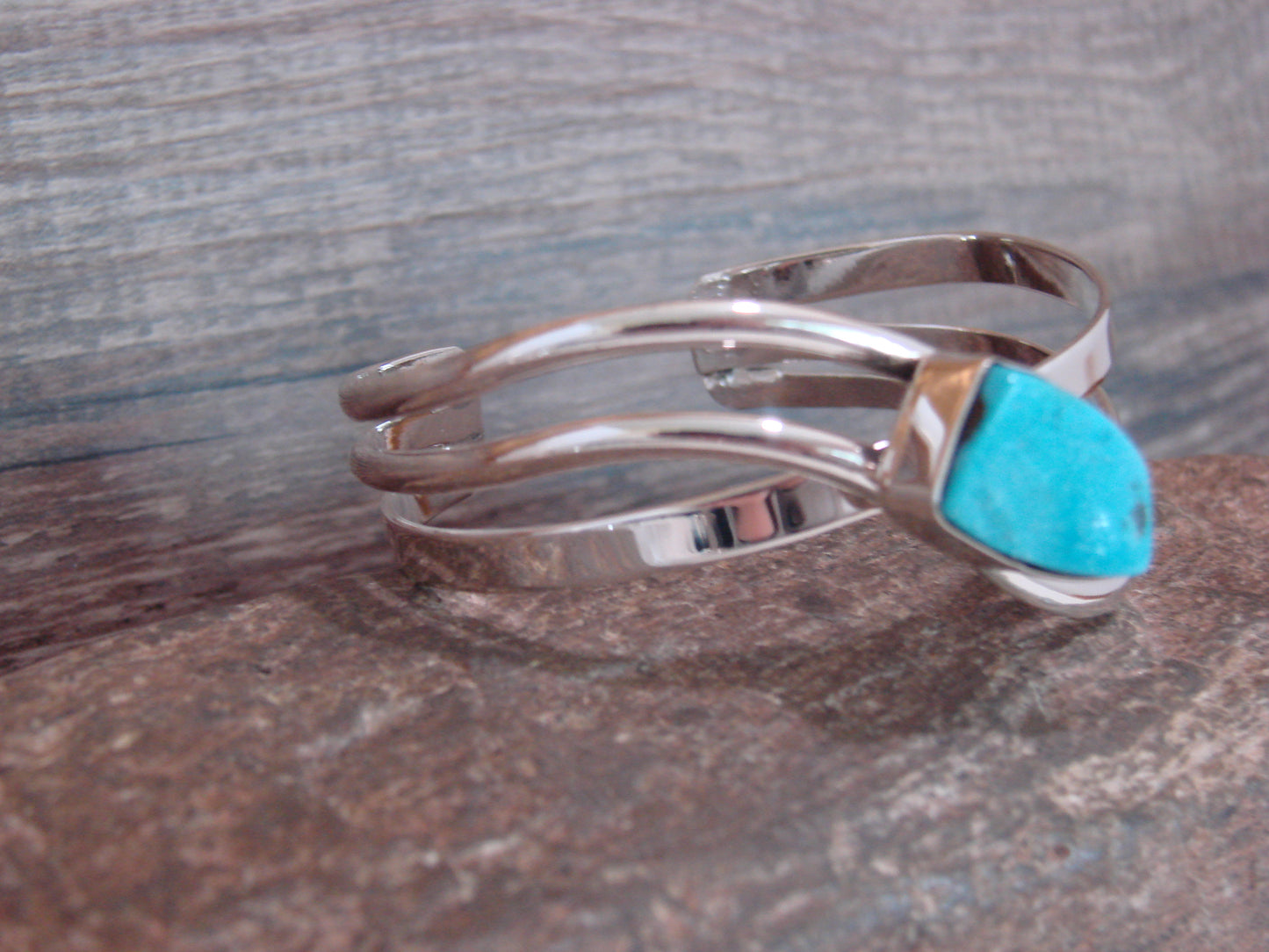 Native American Sterling Silver & Turquoise Bracelet Signed Yazzie