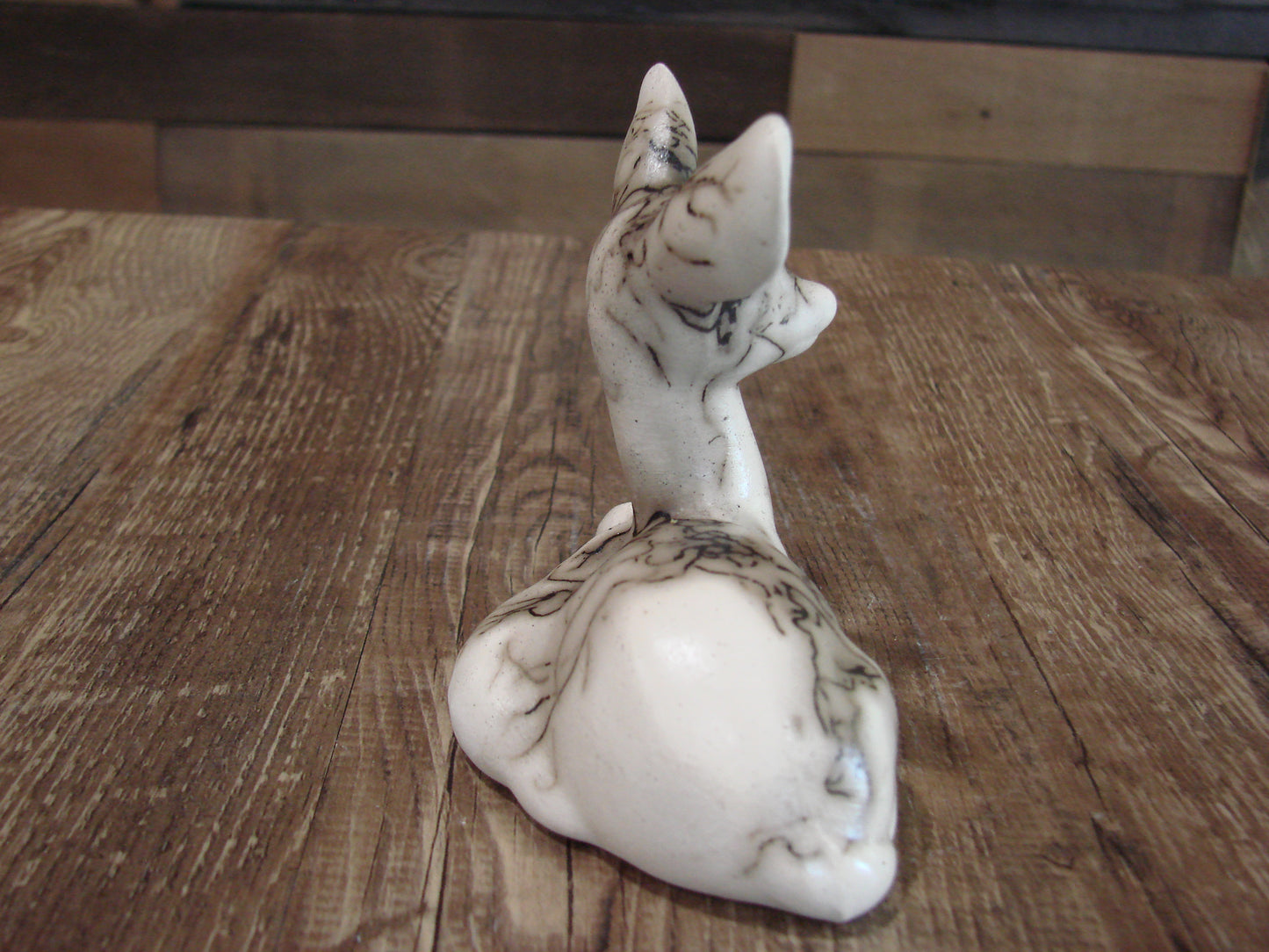 Small Native American Pottery Horse Hair Fawn Sculpture by Vail