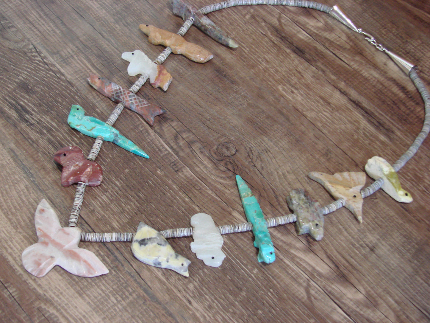 Hand Carved 28" Multi Stone Fetish Necklace by Matt Mitchell