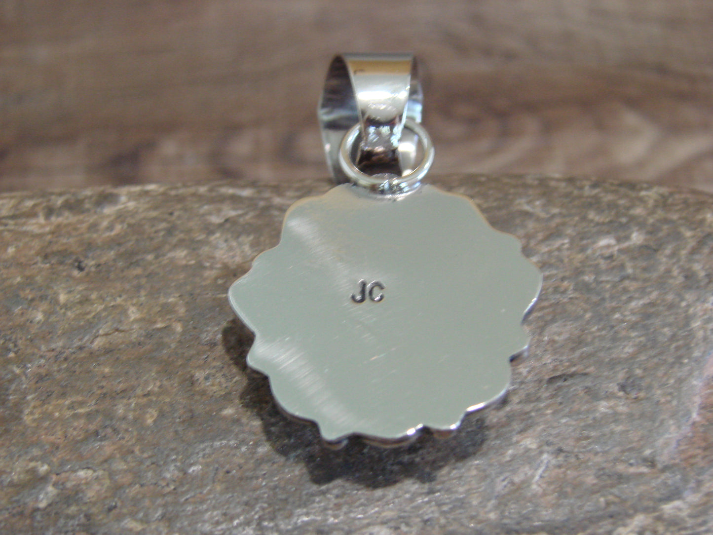 Native American Navajo Nickel Silver & Turquoise Pendant - Cleveland