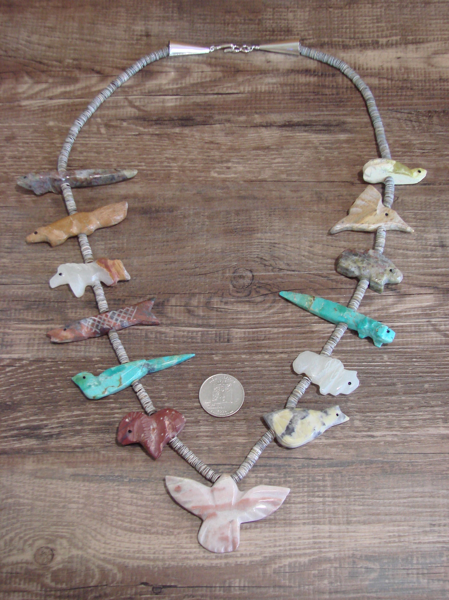 Hand Carved 28" Multi Stone Fetish Necklace by Matt Mitchell