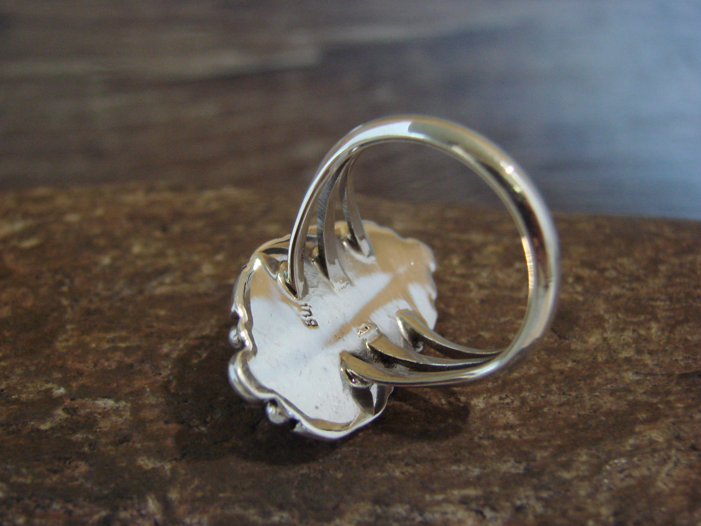 Native American Sterling Silver & Turquoise Ring - Size 7 - Saunders