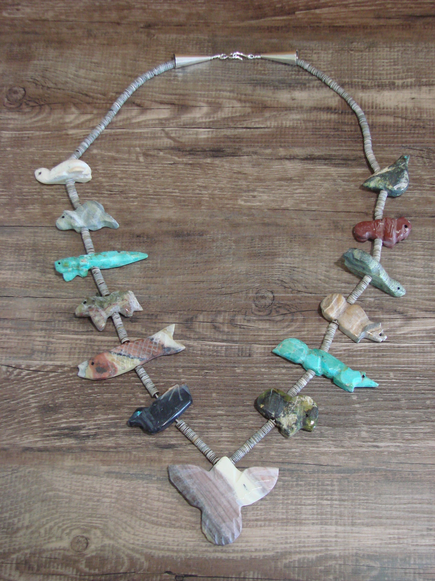 Hand Carved 28" Multi Stone Fetish Necklace by Matt Mitchell
