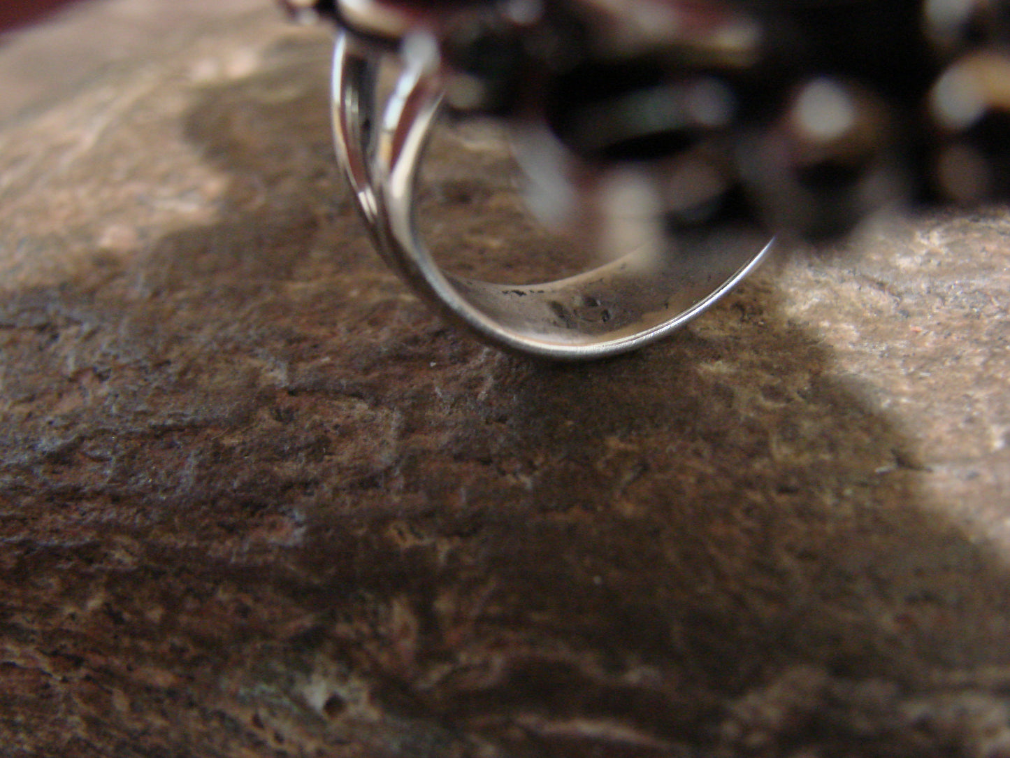 Native American Nickel Silver & Turquoise Ring by Cleveland - Size 7