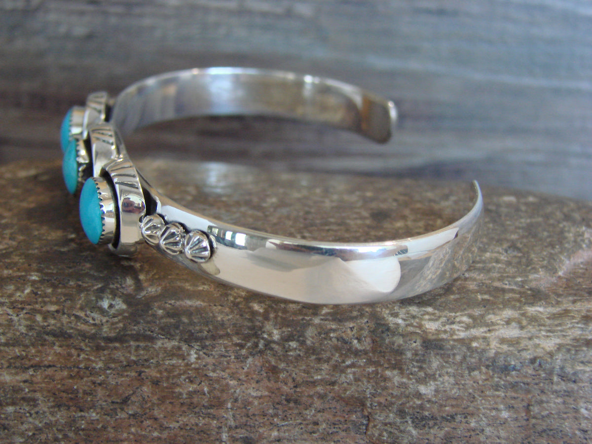 Native American Sterling Silver & Turquoise Row Bracelet by Yazzie