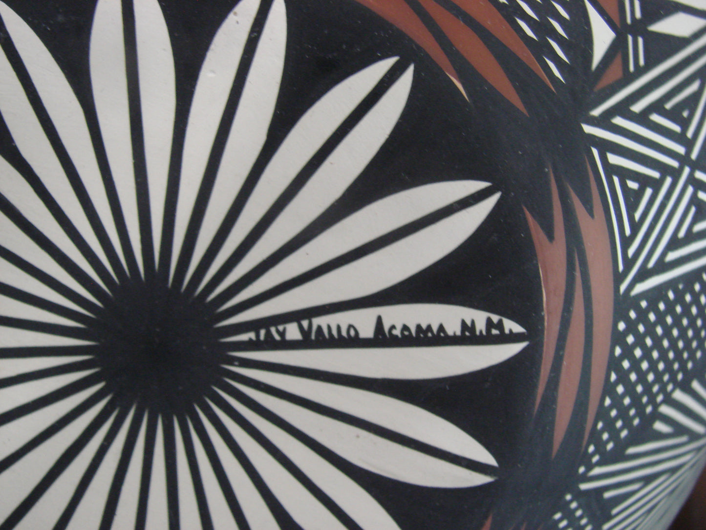 Native American Acoma Pueblo Fine Line Hand Painted Wedding Vase by Vallo