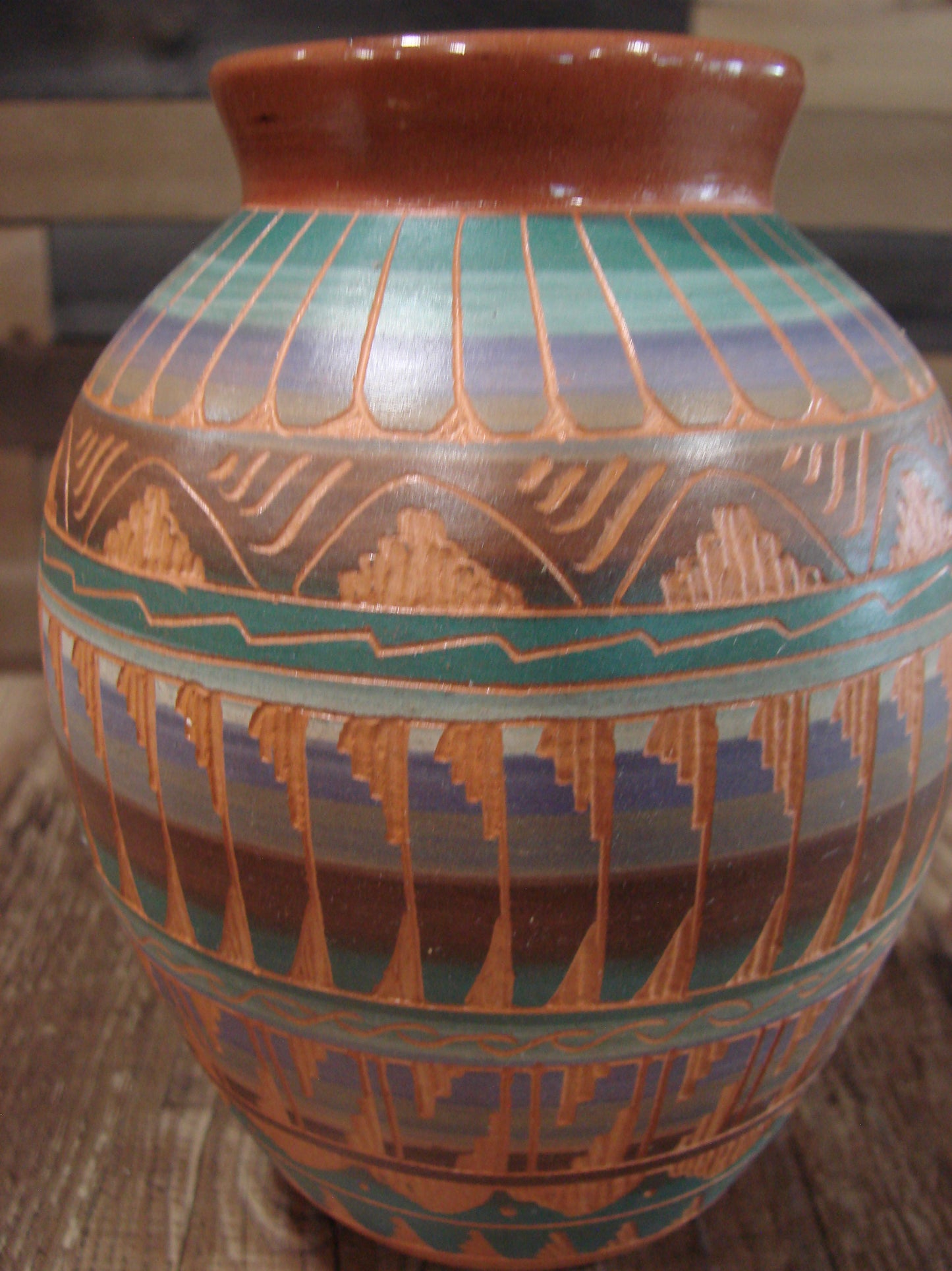 Native American Hand Etched & Hand Painted Pottery - Gilmore