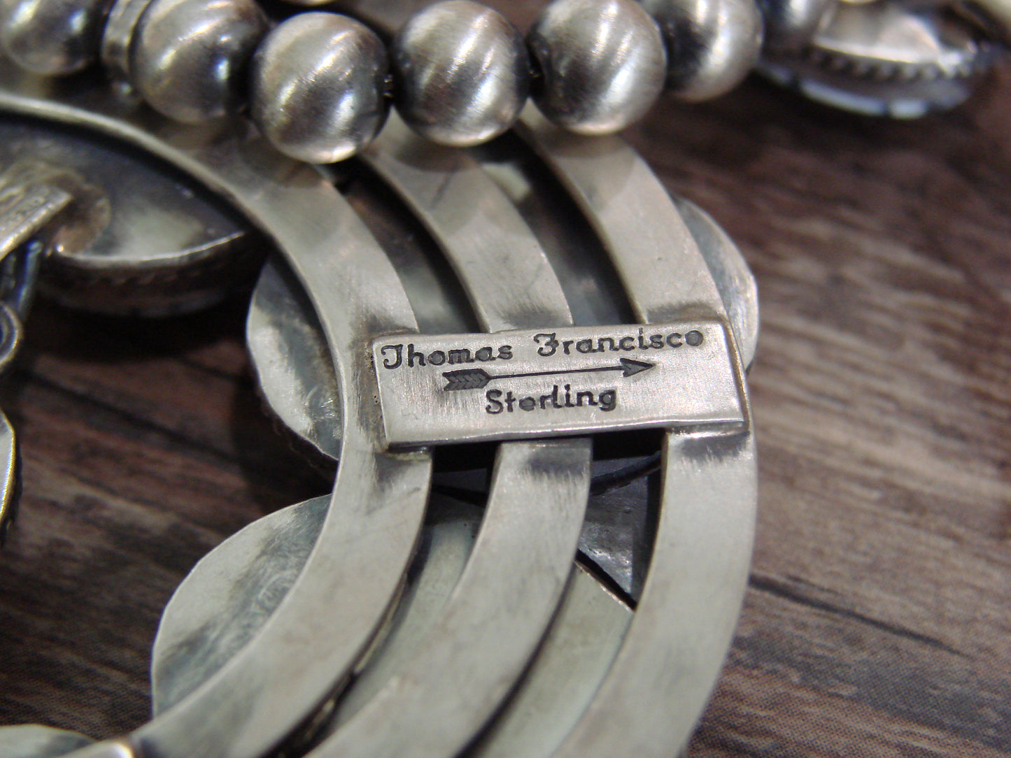 Native American Sterling Silver & White Buffalo Turquoise Squash Blossom Set by Francisco