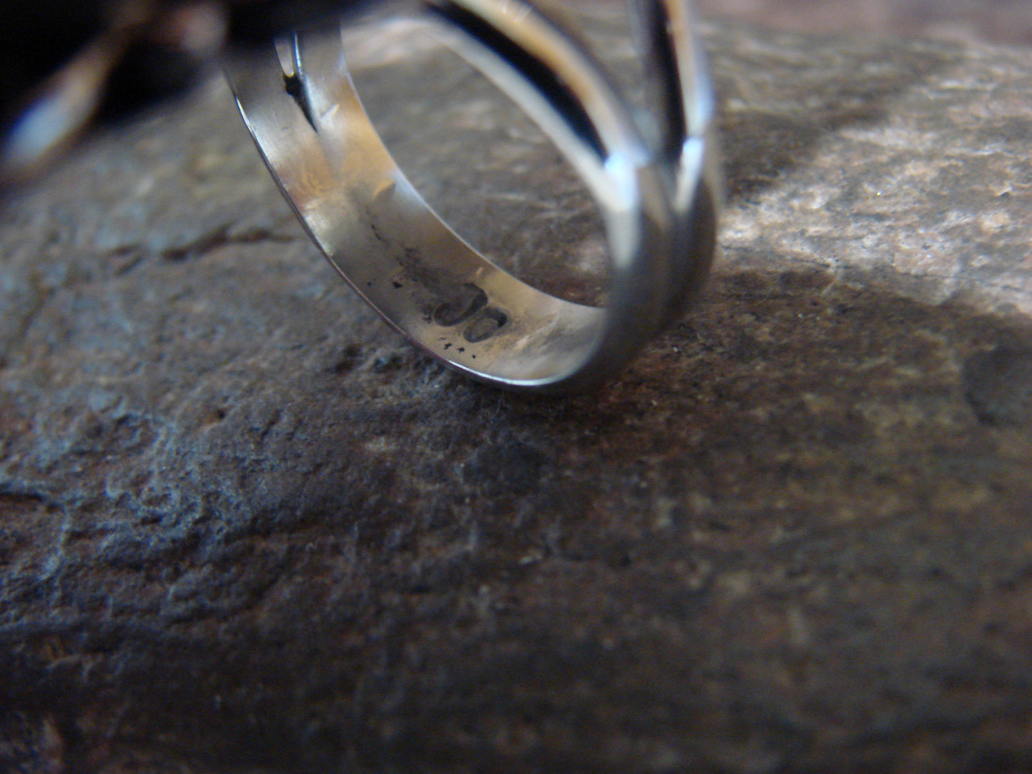 Native American Nickel Silver & Turquoise Ring by Cleveland - Size 9