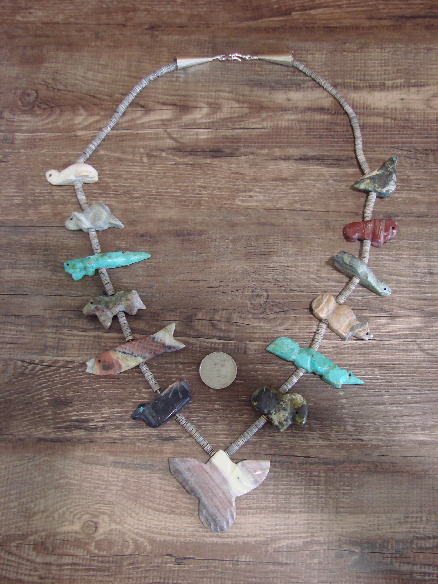 Hand Carved 28" Multi Stone Fetish Necklace by Matt Mitchell