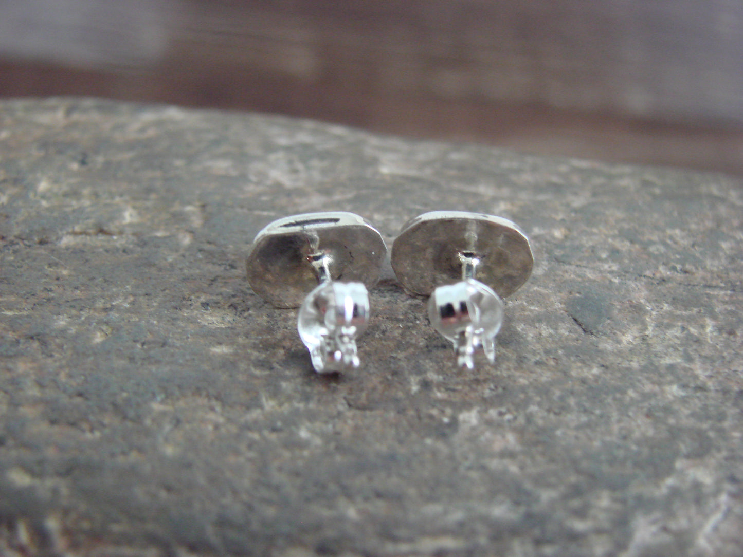 Native American Sterling Silver Handmade Onyx Post Earrings - Joe