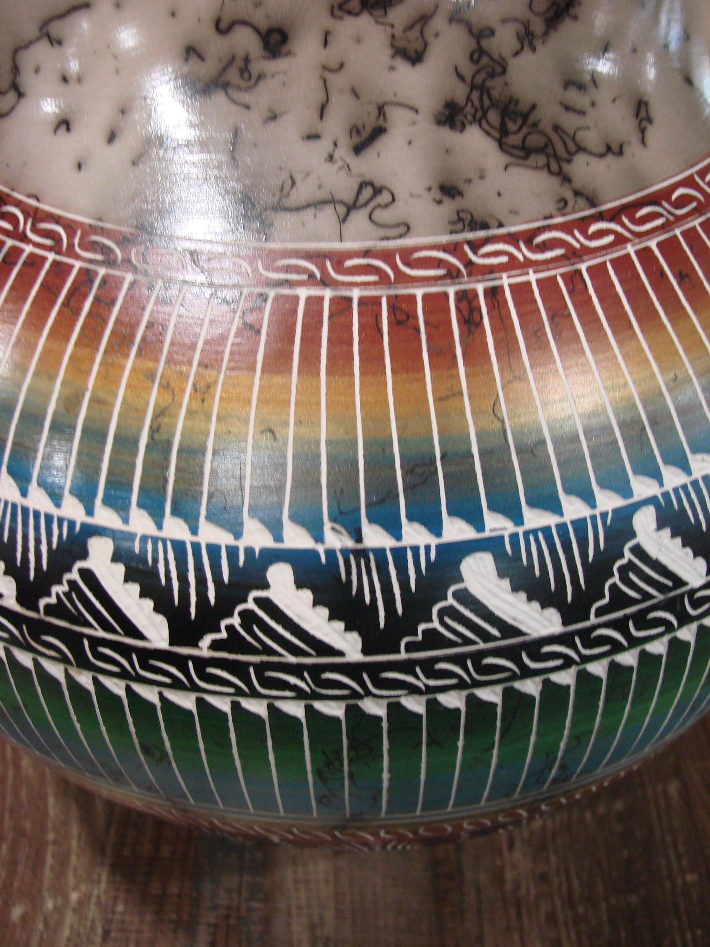 Native American Navajo Hand Etched Horse Hair Wedding Vase - Benally