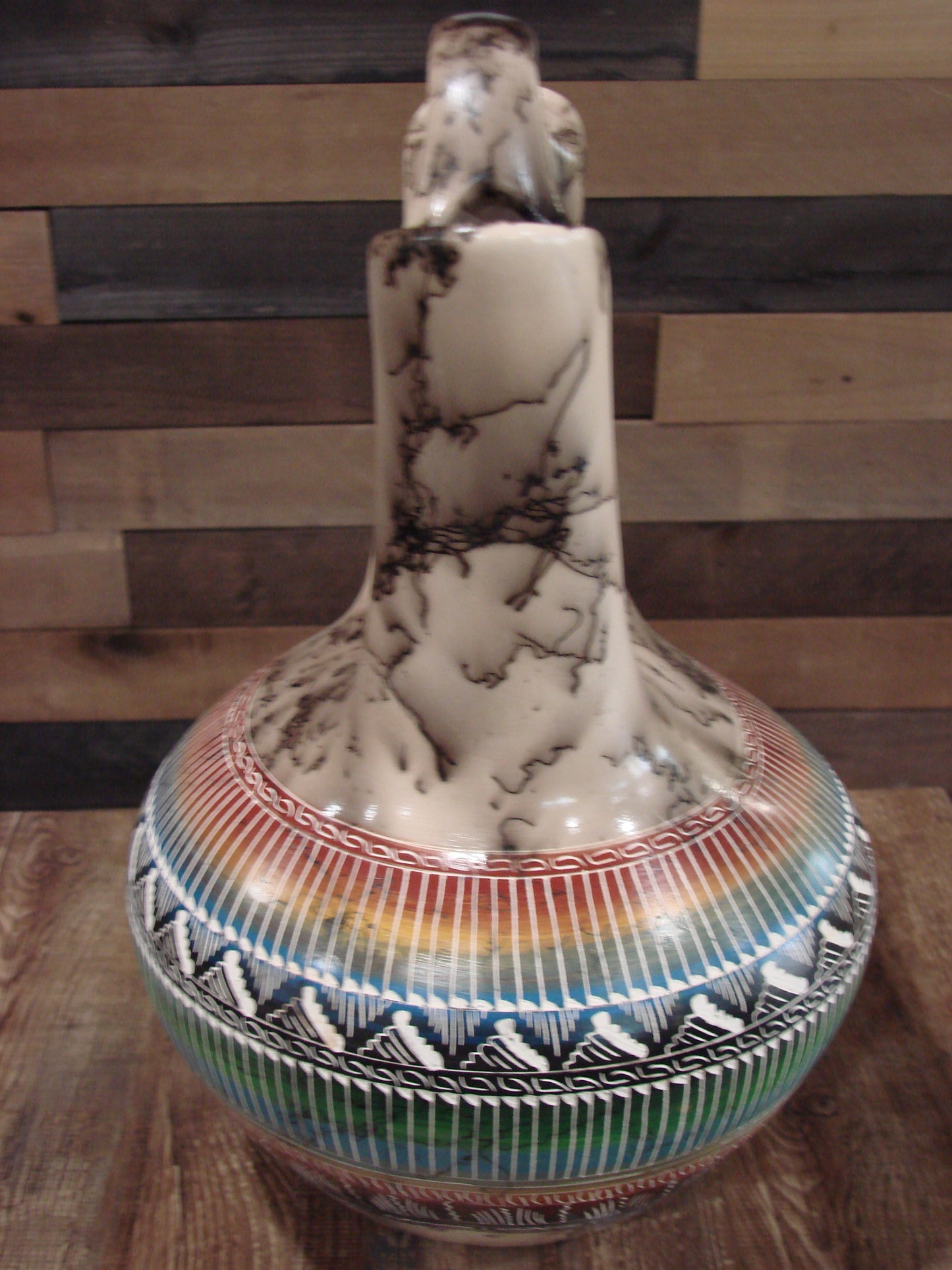 Native American Navajo Hand Etched Horse Hair Wedding Vase - Benally