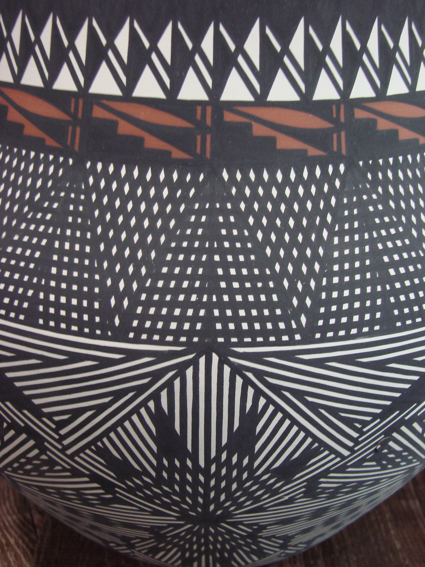 Native American Acoma Pueblo Fine Line Hand Painted Pottery by Vallo