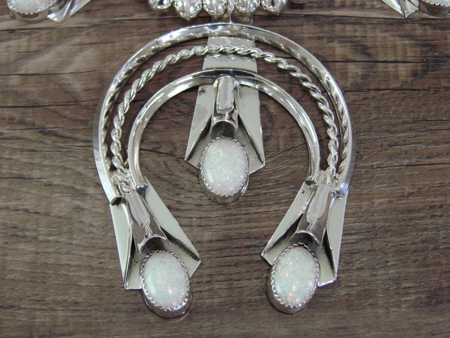 Native American Sterling Silver & Opal Squash Blossom Set by Yazzie