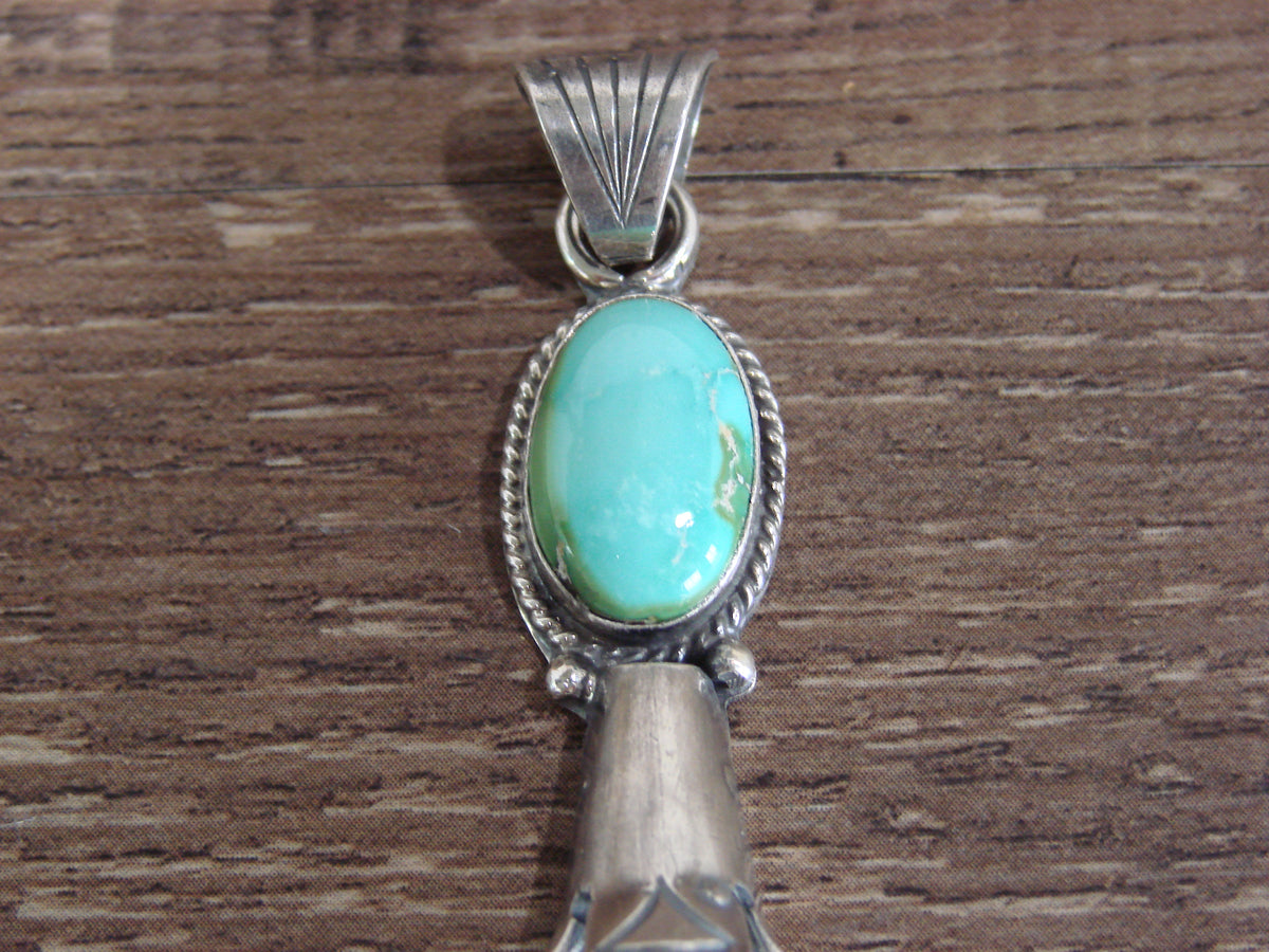 Native American Sterling Silver & Turquoise Squash Blossom Pendant by Betone