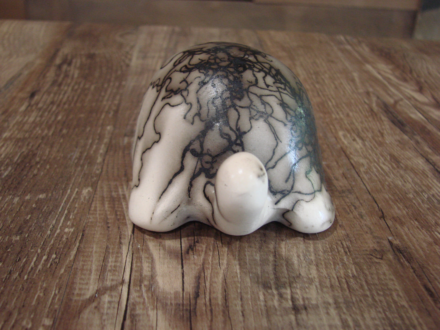 Small Native American Horse Hair Turtle Pottery Sculpture by Vail