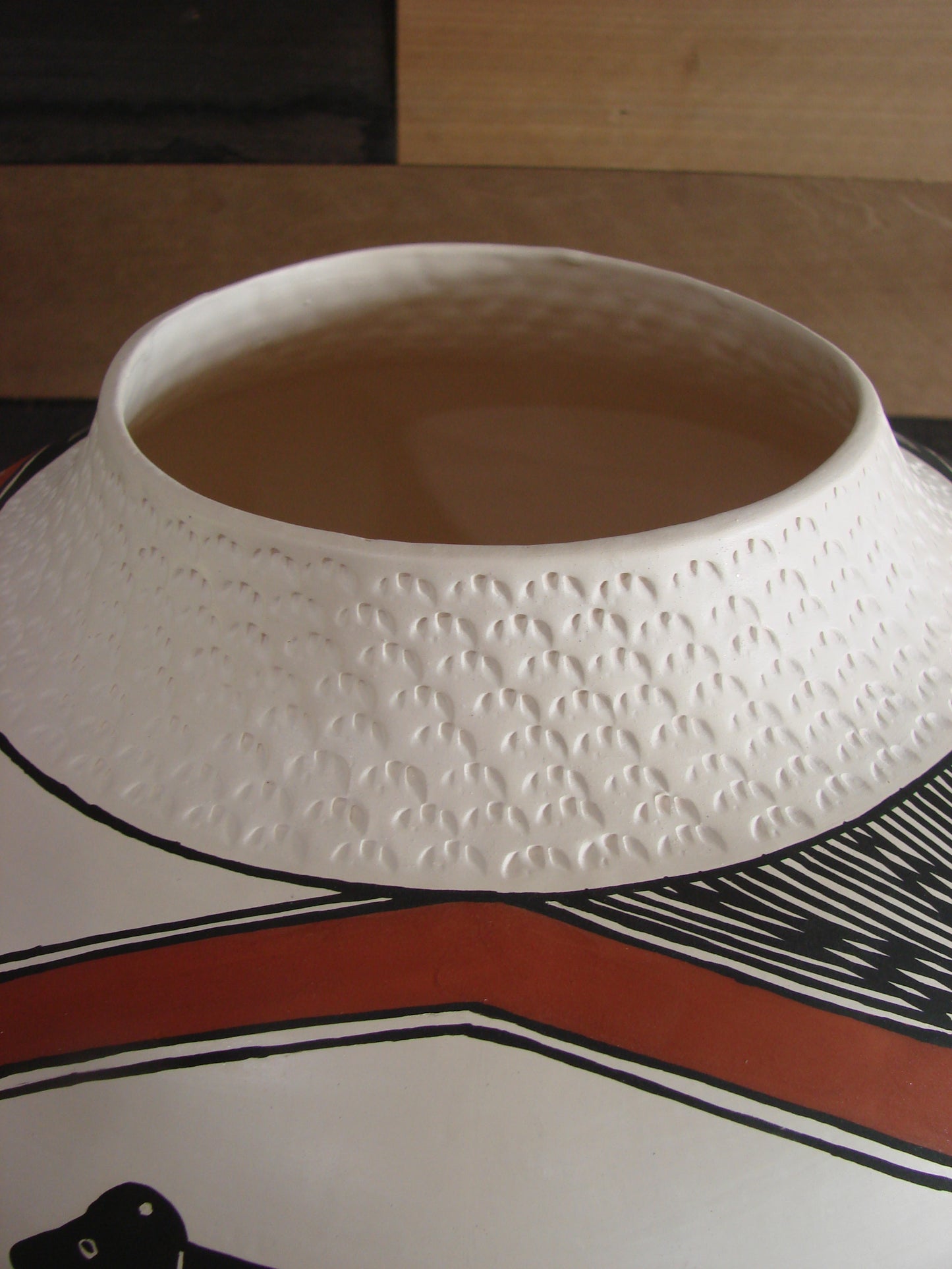 Acoma Pueblo Fine Line Hand Coiled & Hand Painted Bear Pottery by B. Garcia