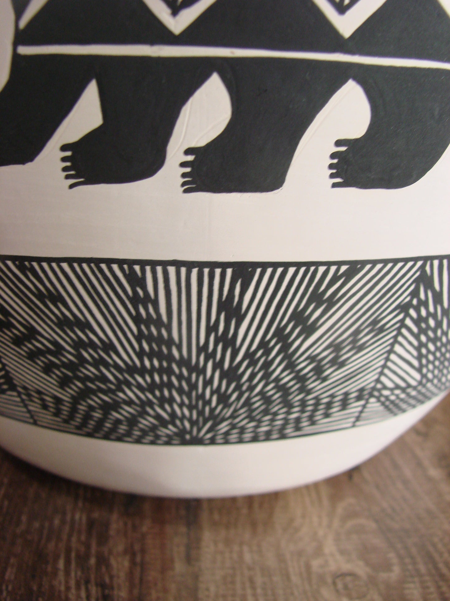 Acoma Pueblo Fine Line Hand Coiled & Hand Painted Bear Pottery by B. Garcia
