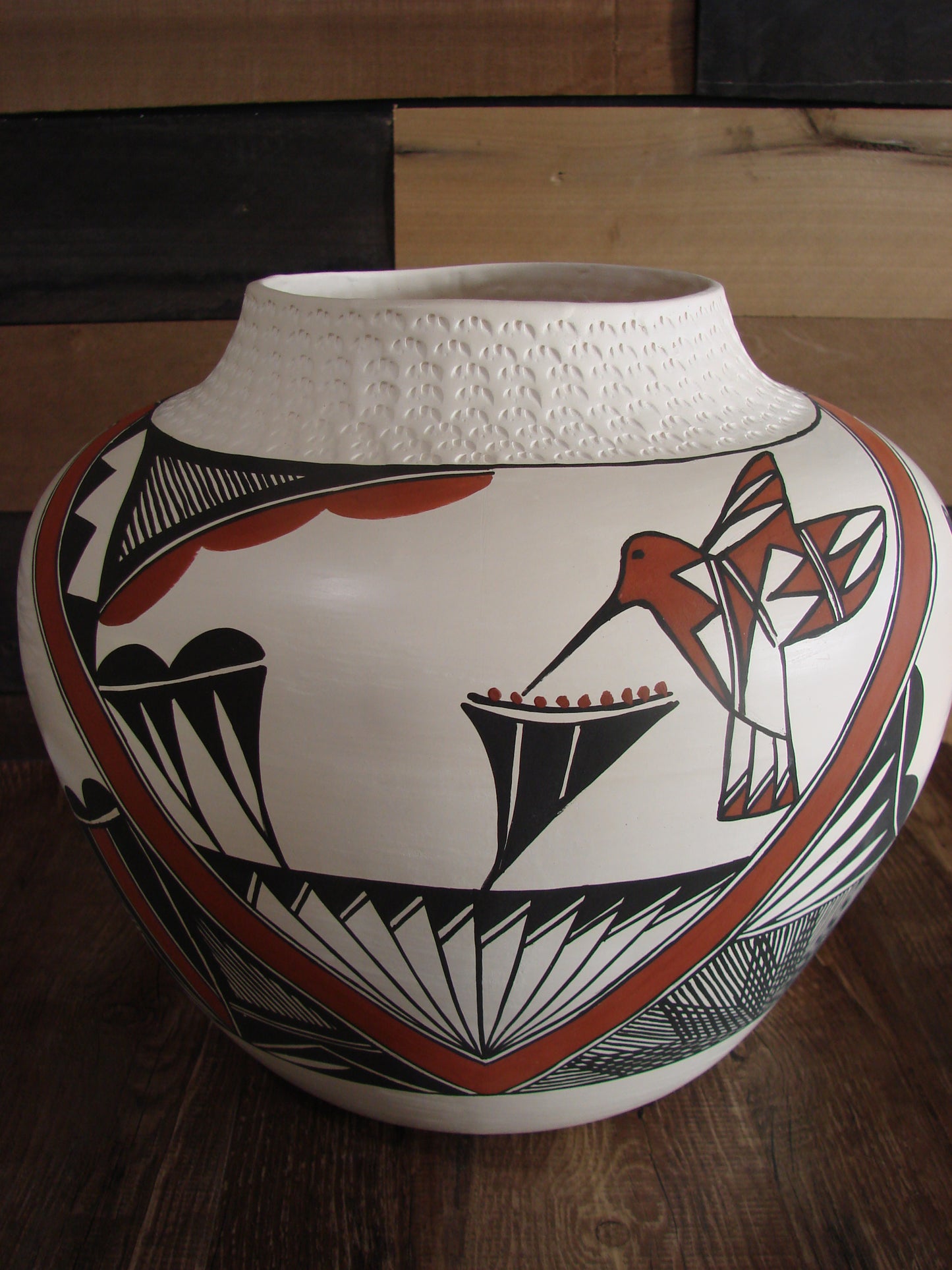 Acoma Pueblo Fine Line Hand Coiled & Hand Painted Bear Pottery by B. Garcia