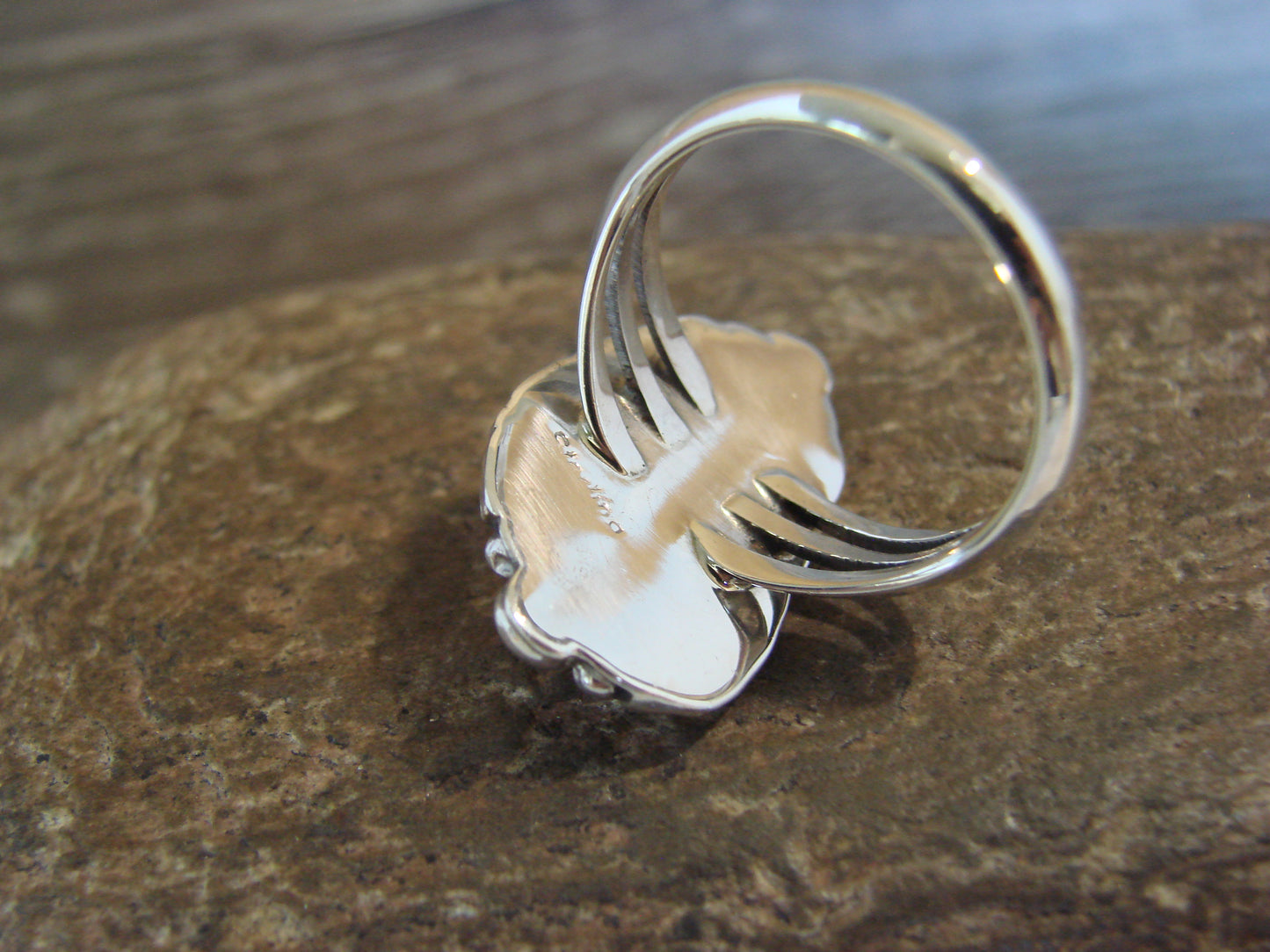 Native American Sterling Silver & Turquoise Ring - Size 9 - Saunders