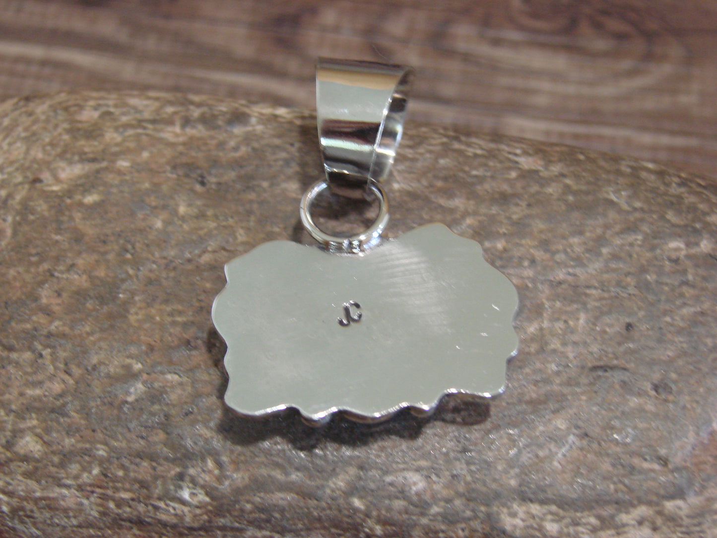 Native American Navajo Nickel Silver & Turquoise Pendant - Cleveland