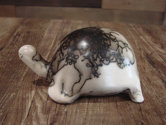Small Native American Horse Hair Turtle Pottery Sculpture by Vail