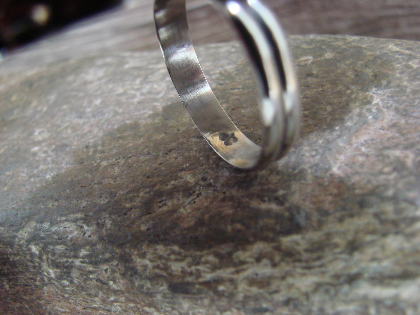 Native American Nickel Silver & Turquoise Adjustable Ring by Cleveland - Size 8 - 10