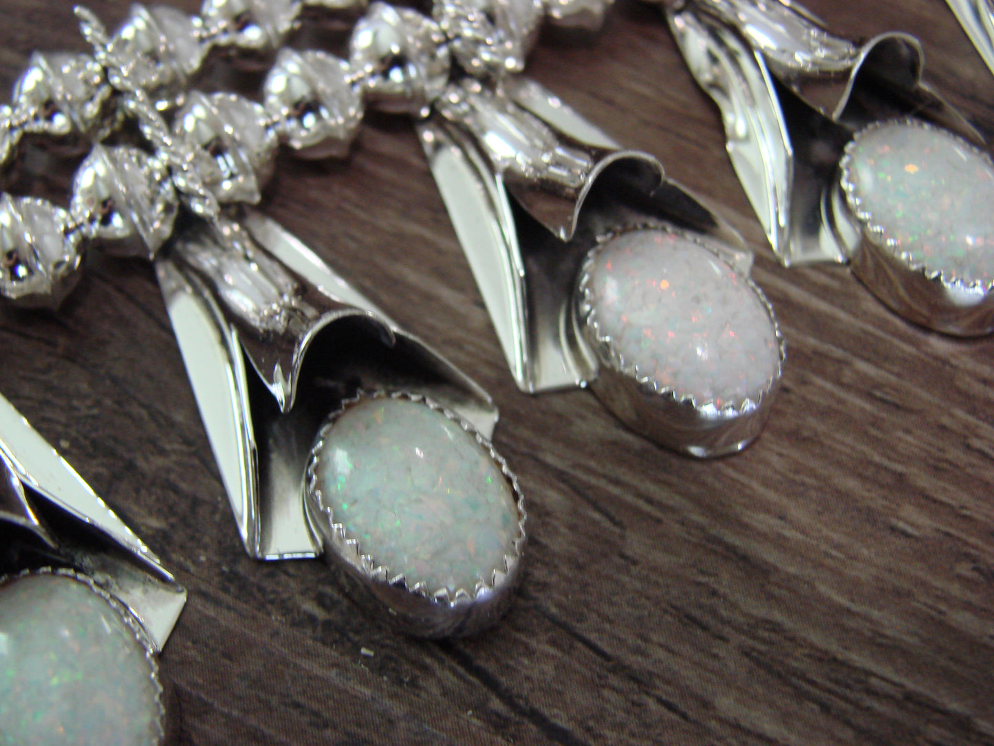 Native American Sterling Silver & Opal Squash Blossom Set by Yazzie