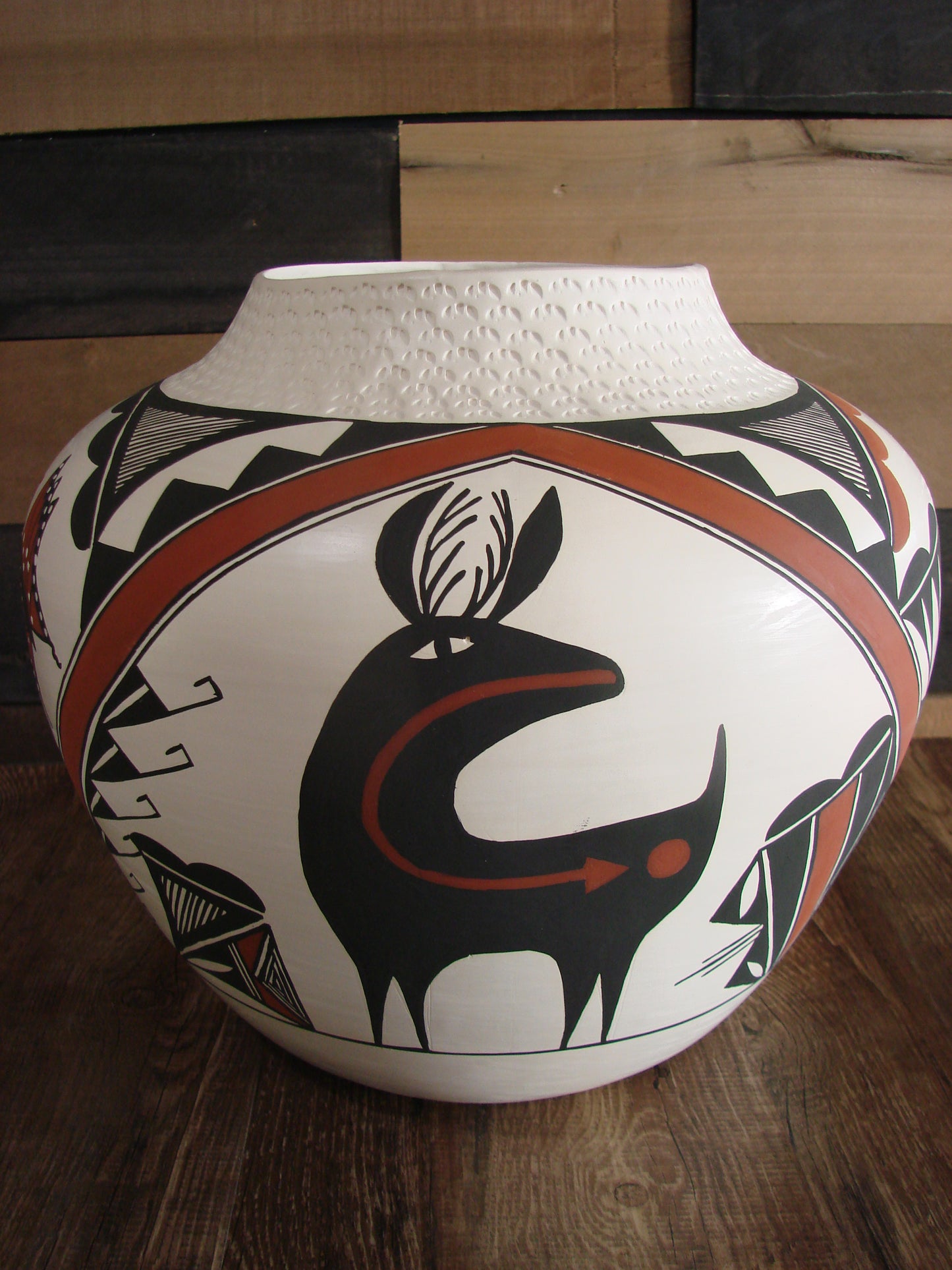 Acoma Pueblo Fine Line Hand Coiled & Hand Painted Bear Pottery by B. Garcia