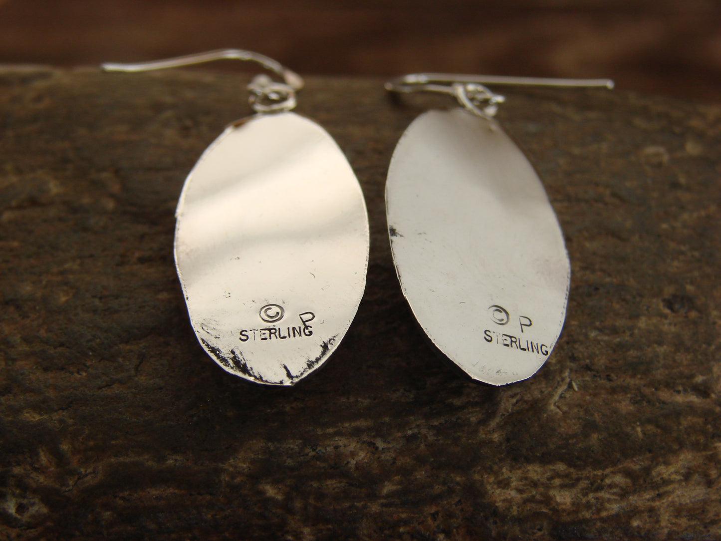 Native American Sterling Silver Shadowbox Pink Conch Dangle Earrings - Perry