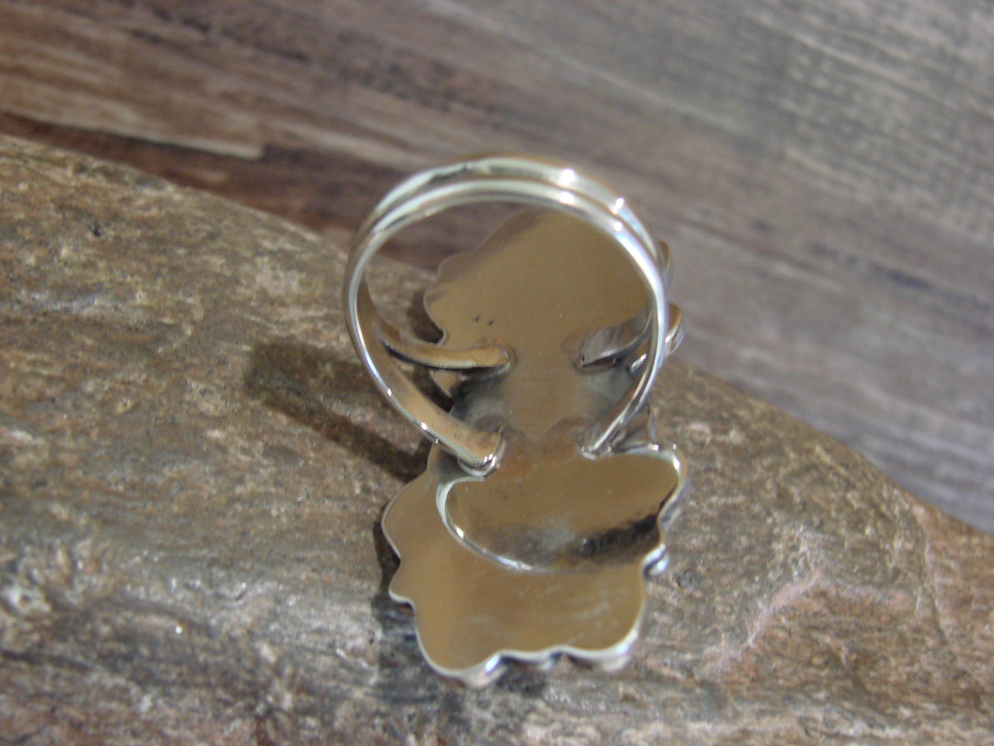 Native American Nickel Silver & Turquoise Ring by Cleveland - Size 12