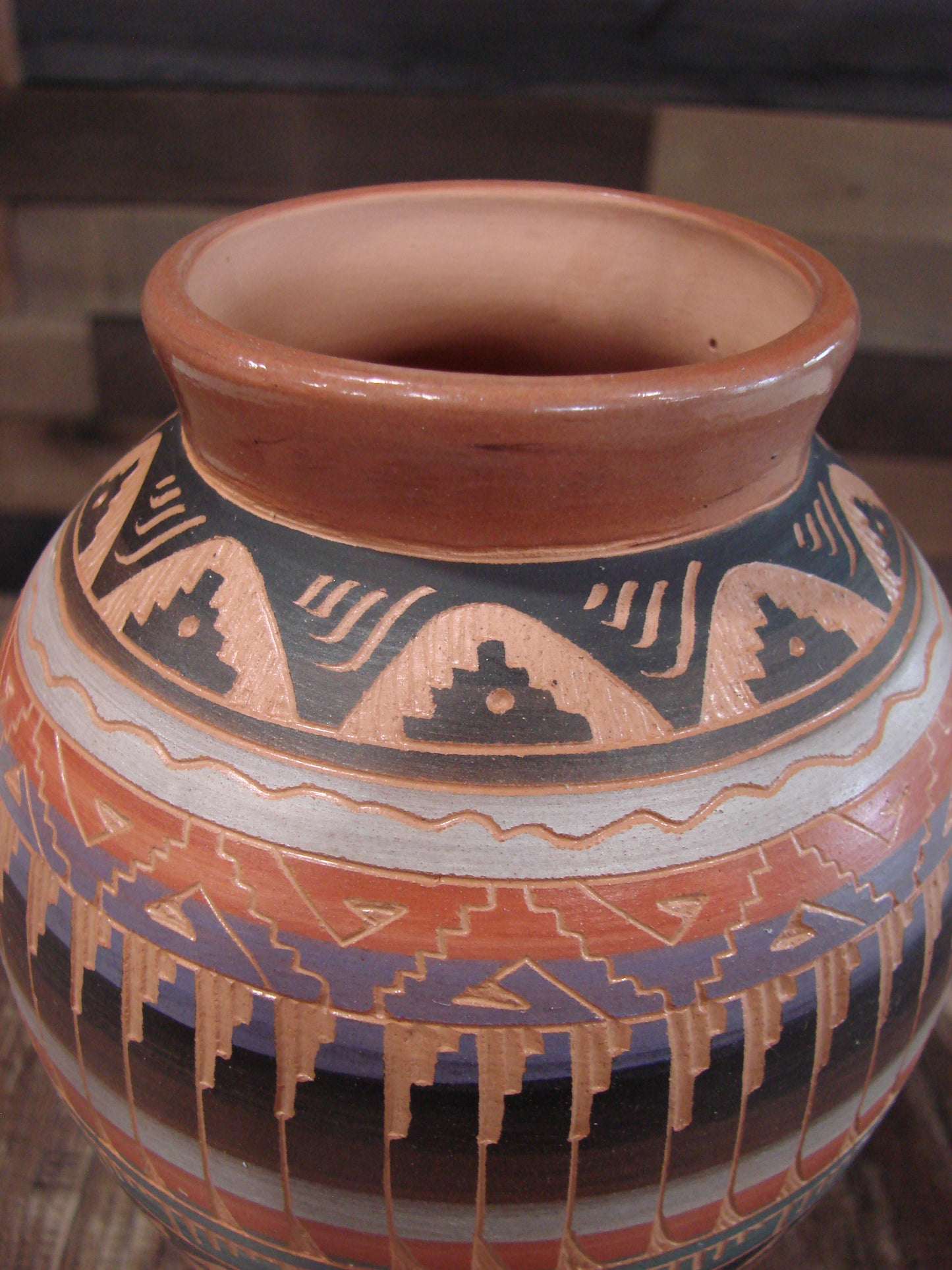 Native American Hand Etched & Hand Painted Pottery - Gilmore