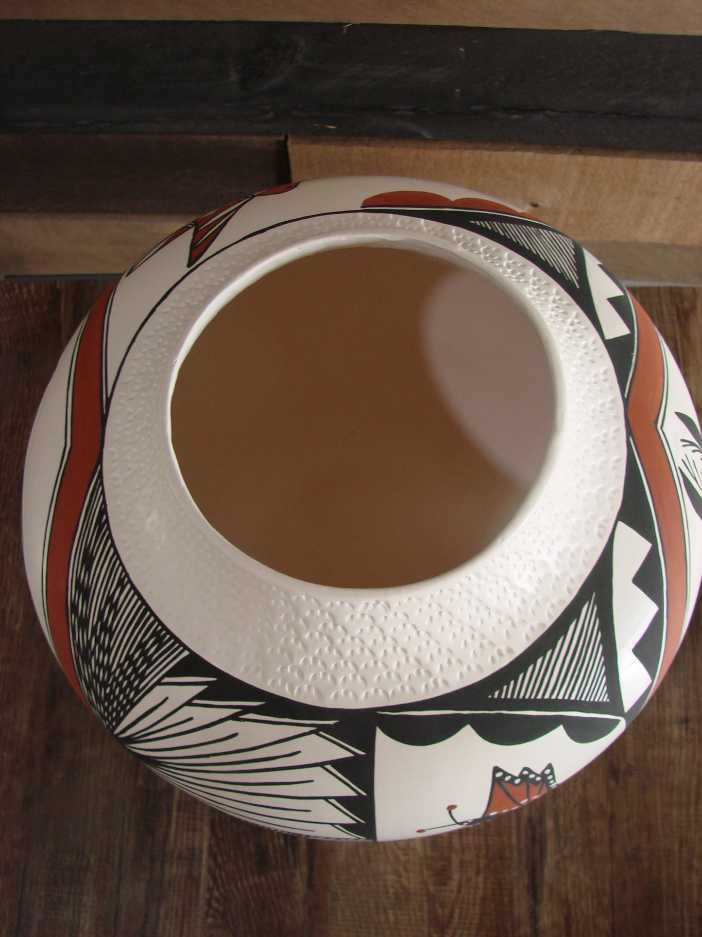 Acoma Pueblo Fine Line Hand Coiled & Hand Painted Bear Pottery by B. Garcia
