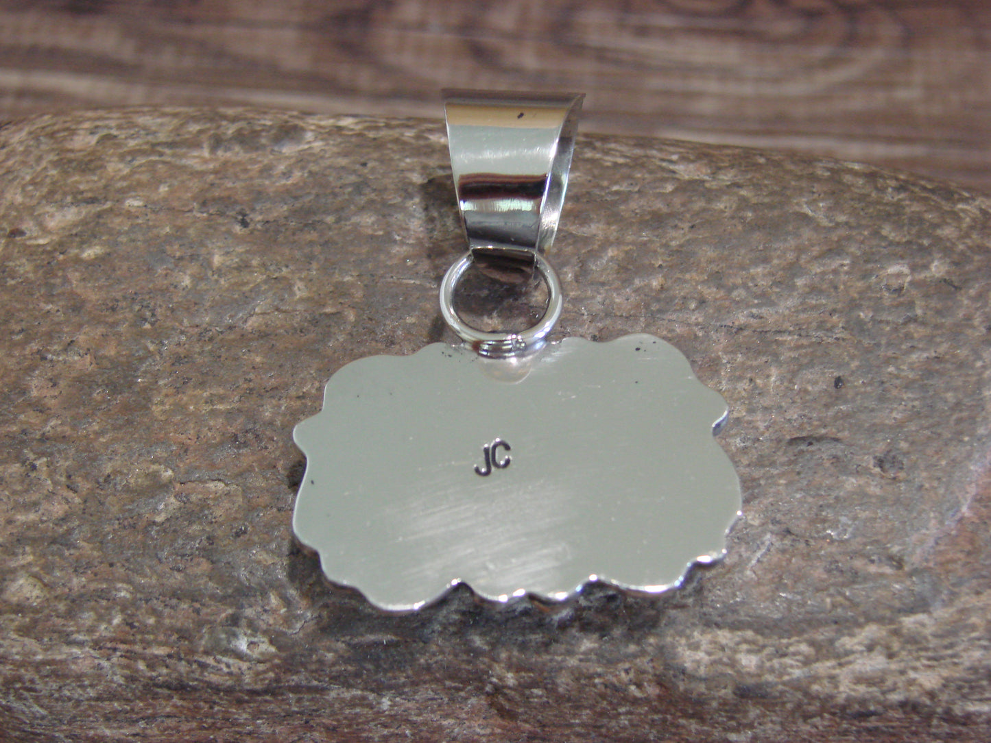 Native American Navajo Nickel Silver & Turquoise Pendant - Cleveland