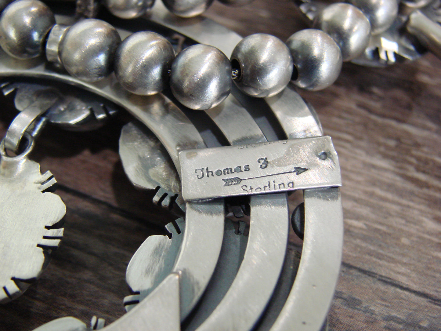 Native American Sterling Silver & White Buffalo Turquoise Squash Blossom Set by Francisco