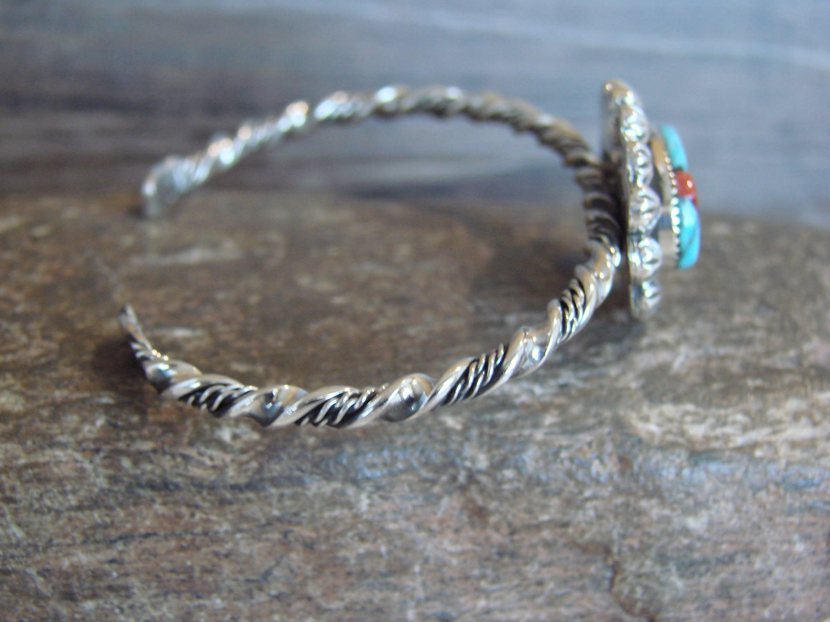 Native American Sterling Silver Turquoise & Spiny Bracelet by Jim